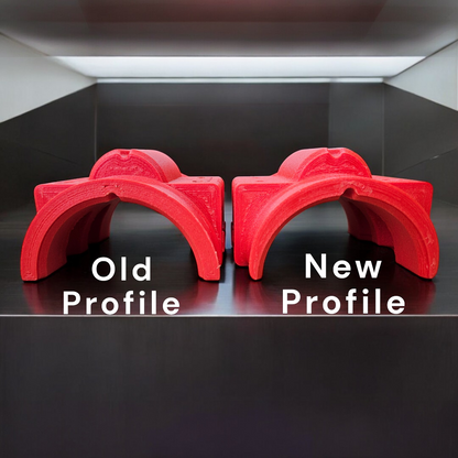 The flanges are  now elliptical which allows for a more subtle interface with the vehicle without sacrificing strength